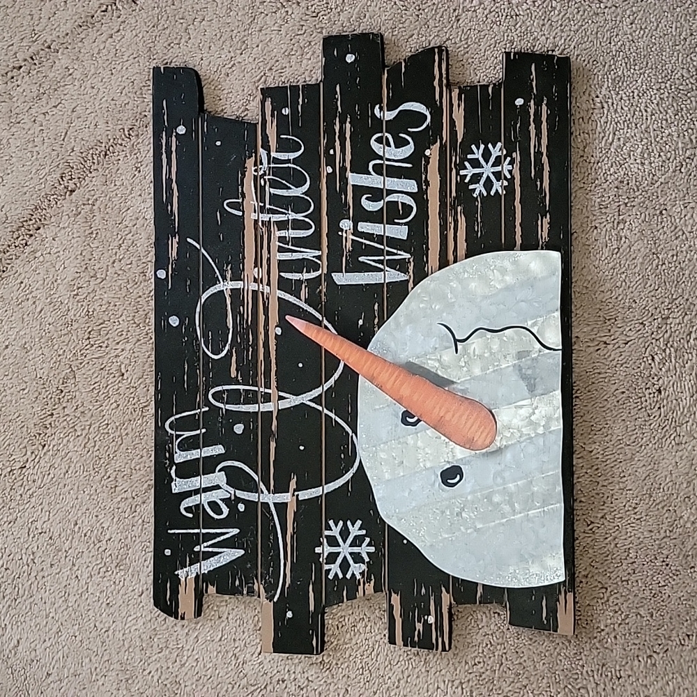 Decor "Warm Winter Wishes" Snowman Wall Sign